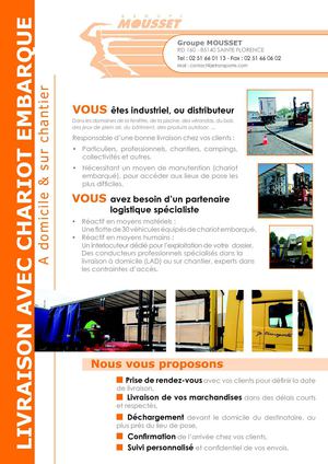 Livraison avec chariot embarqué - Groupe Mousset