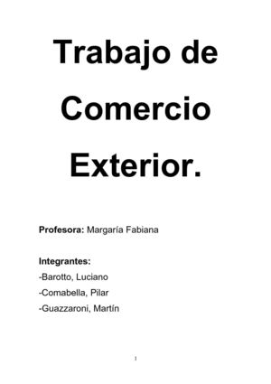 Trabajo exportación leche en polvo Comercio Exterior