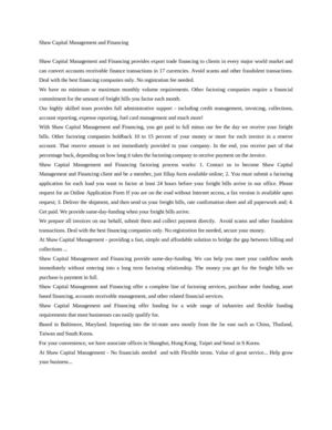 Shaw Capital Management and Financing