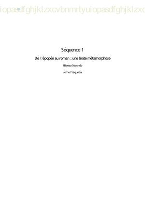 Séquence 1 De l'épopée au roman