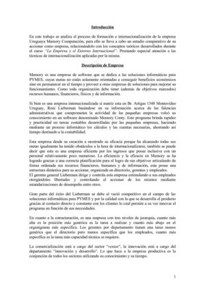 La Empresa y el Entorno Internacional - Caso Memory (Universidad ORT Uruguay))
