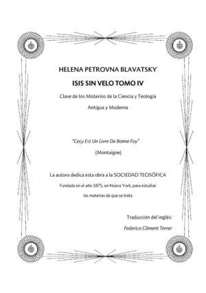 ISIS SIN VELO TOMO IV