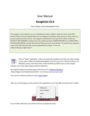 Google Calendar Client for Windows v2.0 user manual