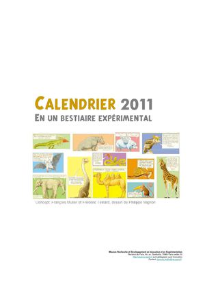 Calendrier 2011 de l'Expérimentation