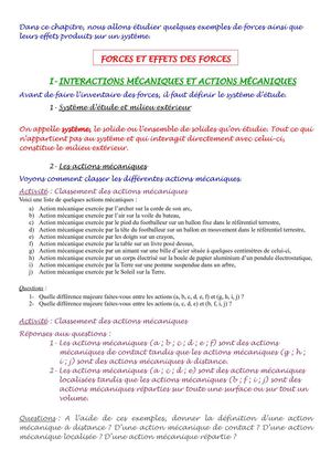 Forces et effets des forces - Version prof
