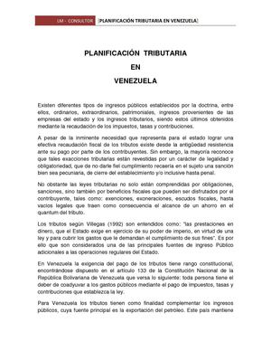 PLANIFICACIÓN TRIBUTARIA EN VENEZUELA