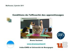 Conditions de l'efficacité des apprentissages par Bruno SUCHAUT