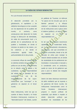 la caída del estado benefactor
