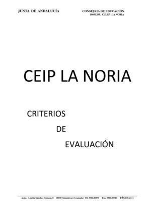 Criterios de evaluación del Ceip La Noria