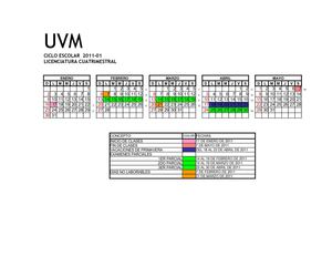 Calendario UVM Ene-May2011