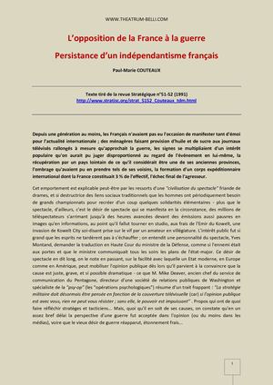 L’opposition de la France à la guerre (du Golfe, 1990-1991) : Persistance d’un indépendantisme français