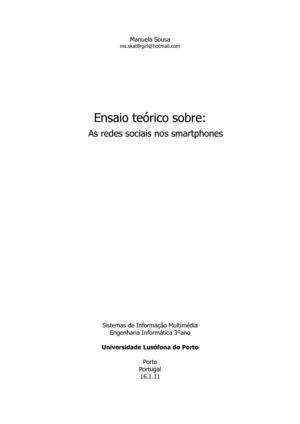 Ensaio teórico - As redes sociais nos smartphones