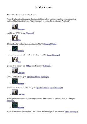 Enrichir son Opac (tweets) - Atelier 14 - Bibcamp11