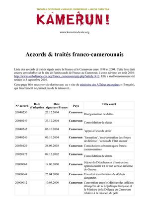 Kamerun! - Accords et traités franco-camerounais (1958-2004)