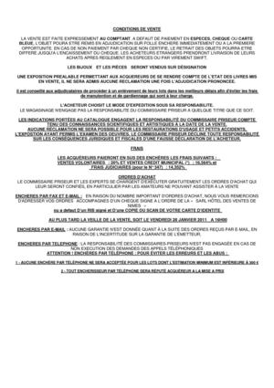VENTE D\'OBJETS D\'ART ET D\'AMEUBLEMENT 29-01-2011