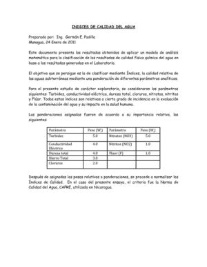 Indices de calidad del agua