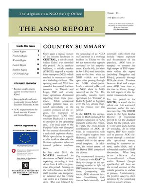 The Afghanistan NGO Safety Office : The ANSO Report 1-15 January 2011