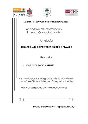 Antologia de Desarrollo  de Proyectos de Software