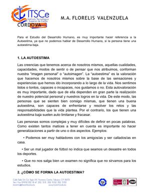 IMPORTANCIA DE LA AUTOESTIMA PARA EL DESARROLLO HUMANO