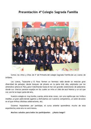 Presentación 4º Colegio Sagrada Familia, Los Llanos
