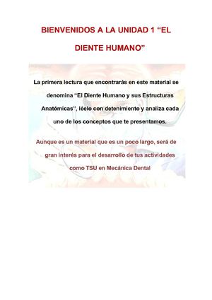 Lectura Nº1: El Diente Humano y sus Características Anatómicas