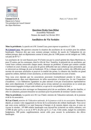AVS - Question orale Sans débat Lionnel LUCA