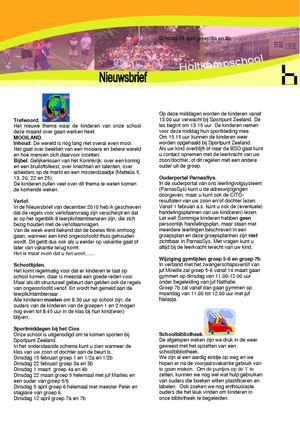 Nieuwsbrief Holtkampschool februari 2011