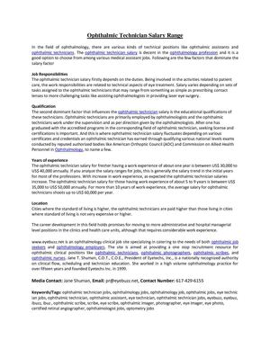 Ophthalmic Technician Salary Range