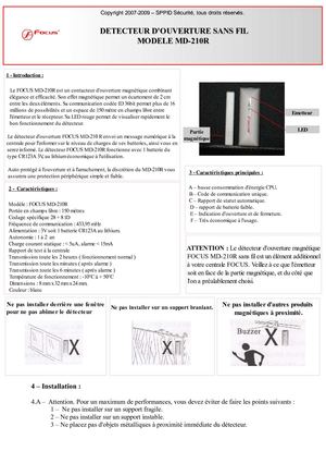 Détecteur d'ouverture sans fil MD-210R