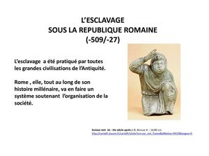 l'esclavage à Rome sous la République- 4e latin