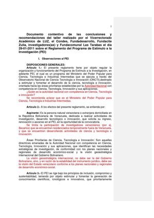 Documento contentivo de las conclusiones del taller realizado el día 29 (Versión Ampliada)