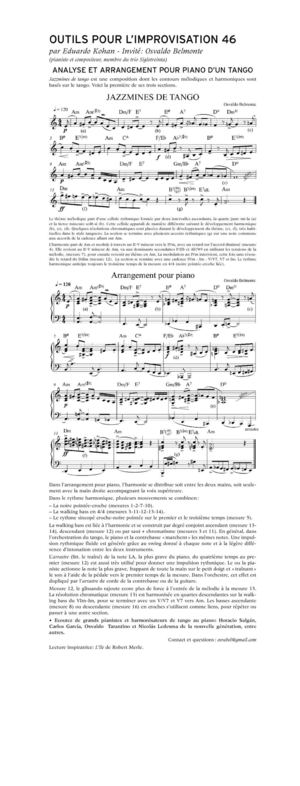 N 46 Analyse et arrangement pour piano d’un tango par Osvaldo Belmonte
