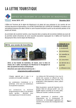 La Lettre Touristique N°1 - Office de Tourisme