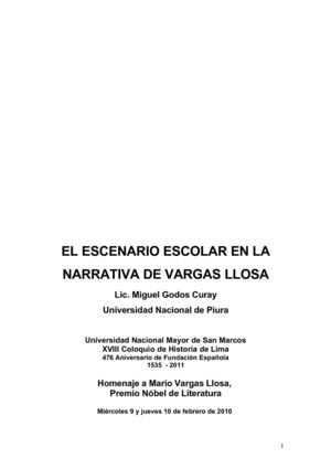 EL ESCENARIO ESCOLAR EN LA NARRATIVA DE VARGAS LLOSA