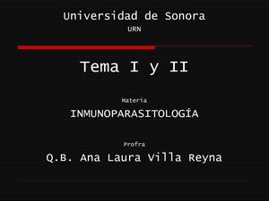 Inmunoparasitología: Generalidades y Ciclo de vida parasitario