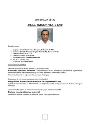 Curriculum vitae - GERMÁN ENRIQUE PADILLA DÍAZ