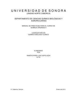 Manual de  Prácticas para el curso de Química Orgánica