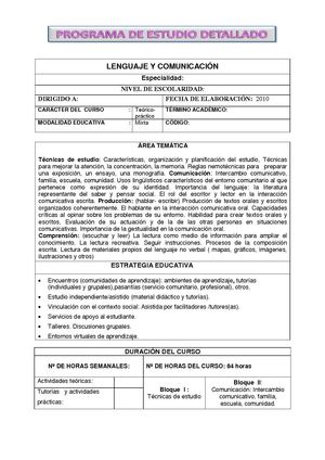 Programa de Estudio 