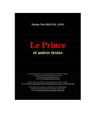 Le Prince - Nicolas Machiavel