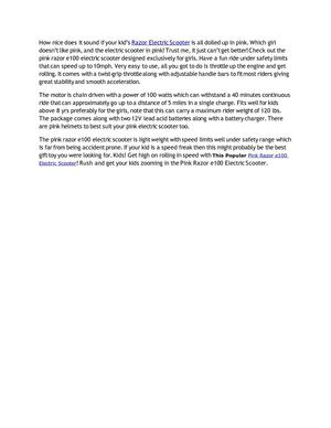 Pink Razor e100 Electric Scooter