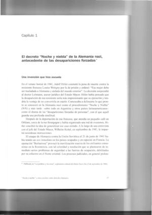 El decreto "Noche y Niebla" de la Alemania nazi, antecedente de las desapariciones forzadas. Autor Rodolfo Mattarollo