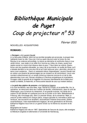 Les Coups de projecteur de la BM Puget fév2011