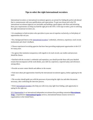 Tips to select the right International recruiters