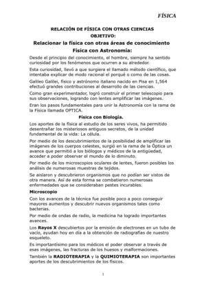 Relacion de la fisica con otras ciencias