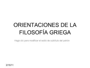 Orientaciones de la filosofía griega