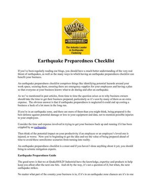 Earthquake Preparedness Checklist
