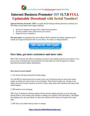 Internet Business Promoter 11.7.8 Unlock Code IBP FULL Download