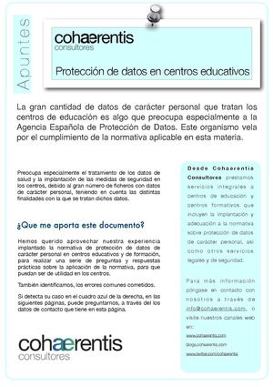 Apuntes de protección de datos para colegios