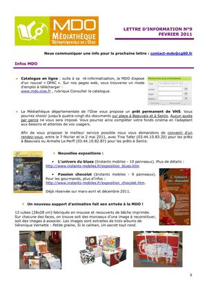 Lettre d'info n°9 - février 2011