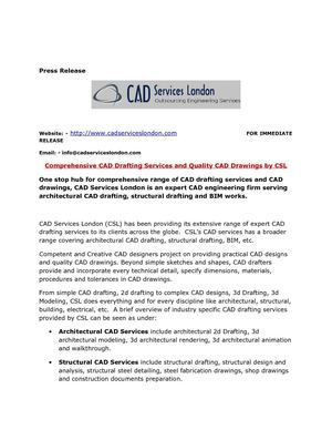 Comprehensive CAD Drafting Services and Quality CAD Drawings by CSL